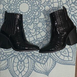 Black faux croc booties PRICE Final